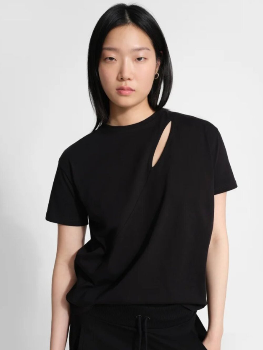 MARCELLA NYC (NWT) Leonie Cutout Top Black Organic Cotton Tee, Size XL